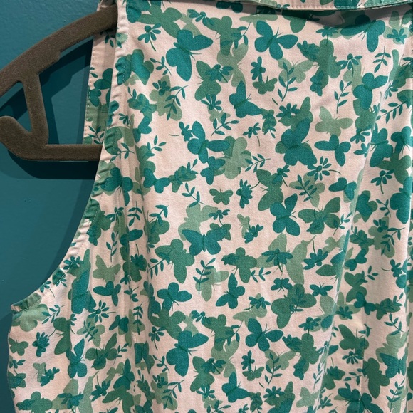 Cottagecore Vintage Butterfly Green and White Midi Dress Collared - Picture 8 of 8